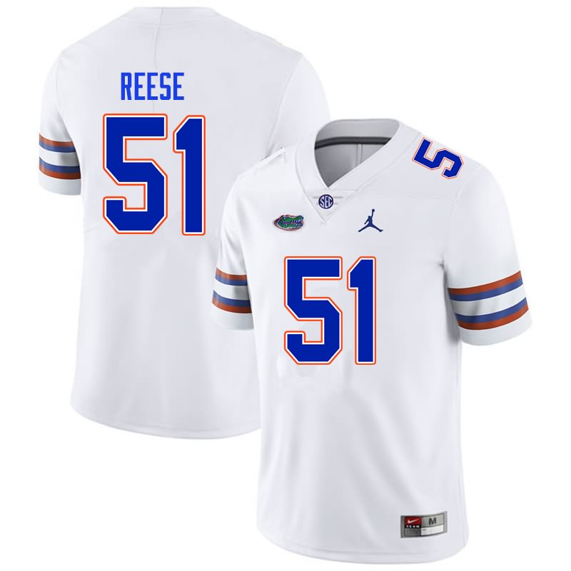 Men's NCAA Florida Gators Stewart Reese #51 Stitched Authentic Nike White College Football Jersey WMH5865TP